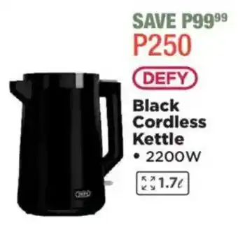 House & Home DEFY Black Cordless Kettle offer