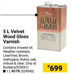 Builders Warehouse Velvet Wood Gloss Varnish offer