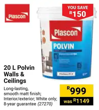 Builders Warehouse Plascon Polvin Walls & Ceilings offer