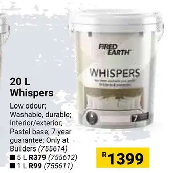 Builders Warehouse FIRED EARTH Whispers offer