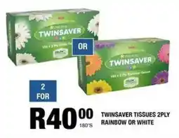 Take 'n Pay Twinsaver tissues 2ply rainbow or white offer