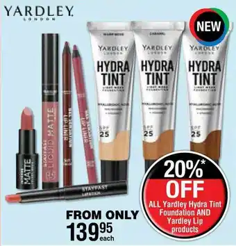 Dis-Chem Yardley Hydra Tint Foundation AND Yardley Lip products offer