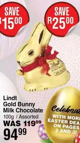 Dis-Chem Lindt Gold Bunny Milk Chocolate offer