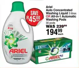 Dis-Chem Ariel Auto Concentrated Washing Liquid OR All-in-1 Automatic Washing Pods offer