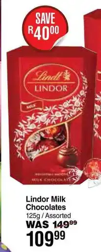 Dis-Chem Lindor Milk Chocolates offer