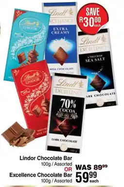 Dis-Chem Lindor Chocolate Bar Assorted OR Excellence Chocolate Bar Assorted offer