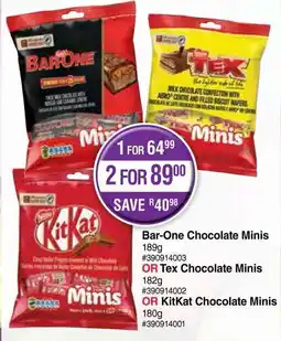 Dis-Chem Nestle Bar-One Chocolate Minis OR Tex Chocolate Minis OR KitKat Chocolate Minis offer