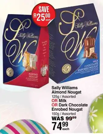 Dis-Chem Sally Williams Almond Nougat OR Milk OR Dark Chocolate Enrobed Nougat offer