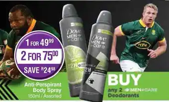 Dis-Chem Dove Anti-Perspirant Body Spray Assorted offer