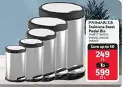 Makro Primaries Stainless Steel Pedal Bin 3L offer