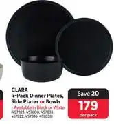 Makro Clara 4 Pack Dinner Plates, Side Plates Or Bowls-Per Pack offer