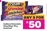 Game Cadbury Chocolate Assorted-For Any 5 x 40g/48g/49g offer