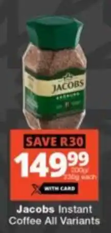 Checkers Jacobs Instant Coffee All Variants offer