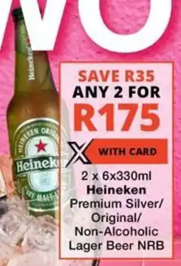 Checkers Liquor Shop Heineken Premium Silver/ Original/ Non-Alcoholic Lager Beer NRB offer