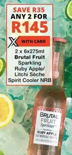 Checkers Liquor Shop Brutal Fruit Sparkling Ruby Apple/ Litchi Sèche Spirit Cooler NRB offer