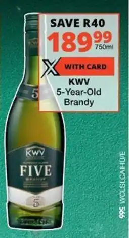 Checkers Liquor Shop KWV 5-Year-Old Brandy offer