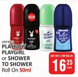 KitKat Cash and Carry PLAYBOY/ PLAYGIRL or SHOWER TO SHOWER Roll On offer