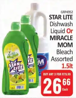 KitKat Cash and Carry STAR LITE Dishwash Liquid Or MIRACLE MOM Bleach Assorted offer