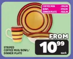 Usave Striped coffee mug/bowl/ dinner plate offer