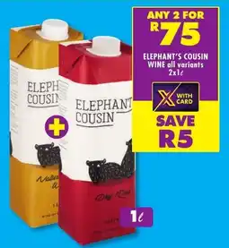 Shoprite Liquor Elephant's cousin wine all variants offer