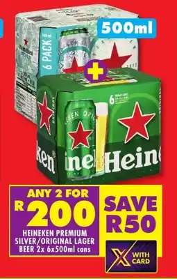 Shoprite Liquor Heineken premium silver/original lager beer cans offer