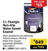 Builders Warehouse Dulux 5L Pealglo Non Drip Water Based Enamel offer