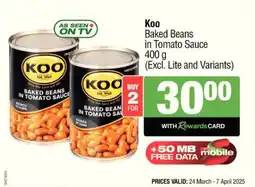 Spar Savemor Koo Baked Beans in Tomato Sauce offer