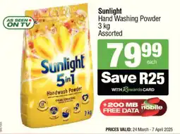 Spar Savemor Sunlight Hand Washing Powder Assorted offer