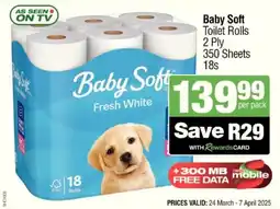 KwikSpar Baby Soft Toilet Rolls 2 Ply 350 Sheets offer