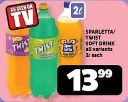 Usave Sparletta/ twist soft drink all variants offer