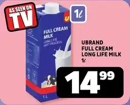 Usave Ubrand full cream long life milk offer