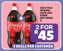 Usave Coca-cola original taste less sugar soft drink offer