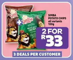 Usave Simba potato chips all variants offer