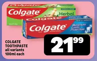 Usave Colgate toothpaste all variants offer