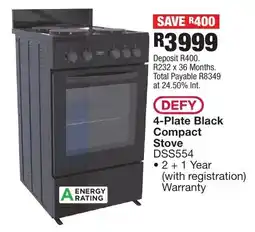 OK Furniture DEFY 4-Plate Black Compact Stove offer