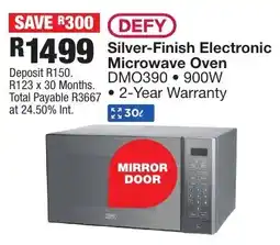 OK Furniture DEFY Silver-Finish Electronic Microwave Oven offer