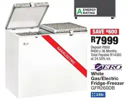 OK Furniture ZERO White Gas/Electric Fridge-Freezer offer