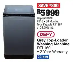 OK Furniture DEFY Grey Top-Loader Washing Machine offer