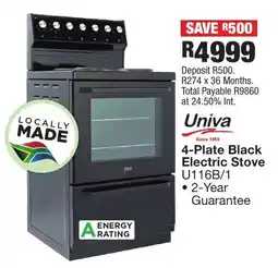 OK Furniture Univa 4-Plate Black Electric Stove offer