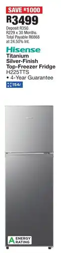 OK Furniture Hisense Titanium Silver-Finish Top-Freezer Fridge offer