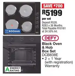 OK Furniture DEFY Black Oven & Hob Box Set offer