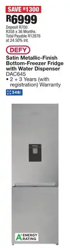 OK Furniture DEFY Satin Metallic-Finish Bottom-Freezer Fridge with Water Dispenser offer