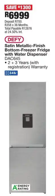 OK Furniture DEFY Satin Metallic-Finish Bottom-Freezer Fridge with Water Dispenser offer