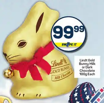 Pick n Pay Hypermarket Lindt Gold Bunny Milk or Dark Chocolate offer