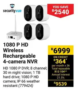 Builders Warehouse 1080 P HD Wireless Rechargeable 4-camera NVR offer