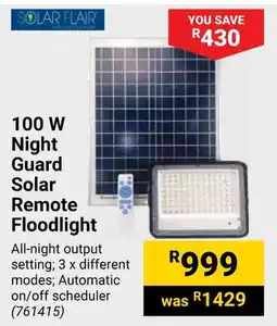 Builders Warehouse SOLAR FLAIR 100 W Night Guard Solar Remote Floodlight offer