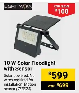 Builders Warehouse LIGHT WORX 10 W Solar Floodlight with Sensor offer