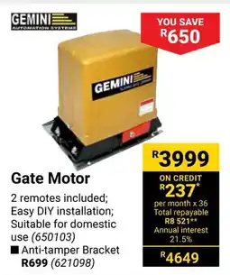 Builders Warehouse GEMINI Gate Motor offer