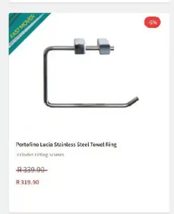 Portofino Lucia Stainless Steel Towel Ring