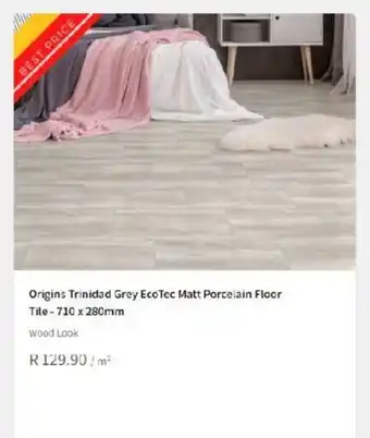 Origins Trinidad Grey Ecotec Matt Porcelain Floor Tite - 710 x 280mm